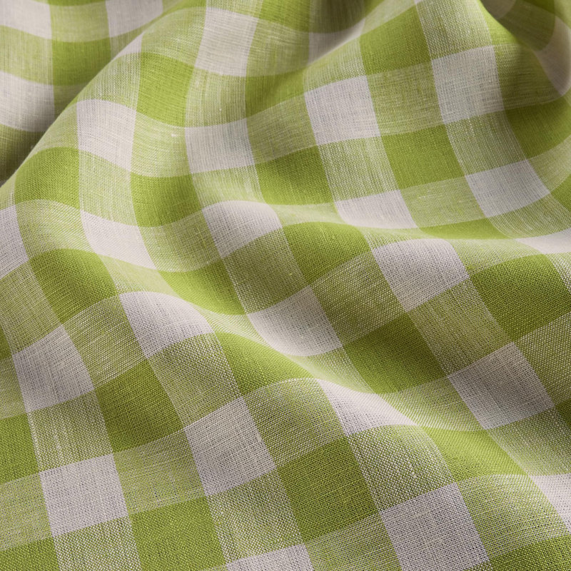 Morgan Check - 100% Pure Linen Table Runner, 60" x 14", Dark Citron/Cream
