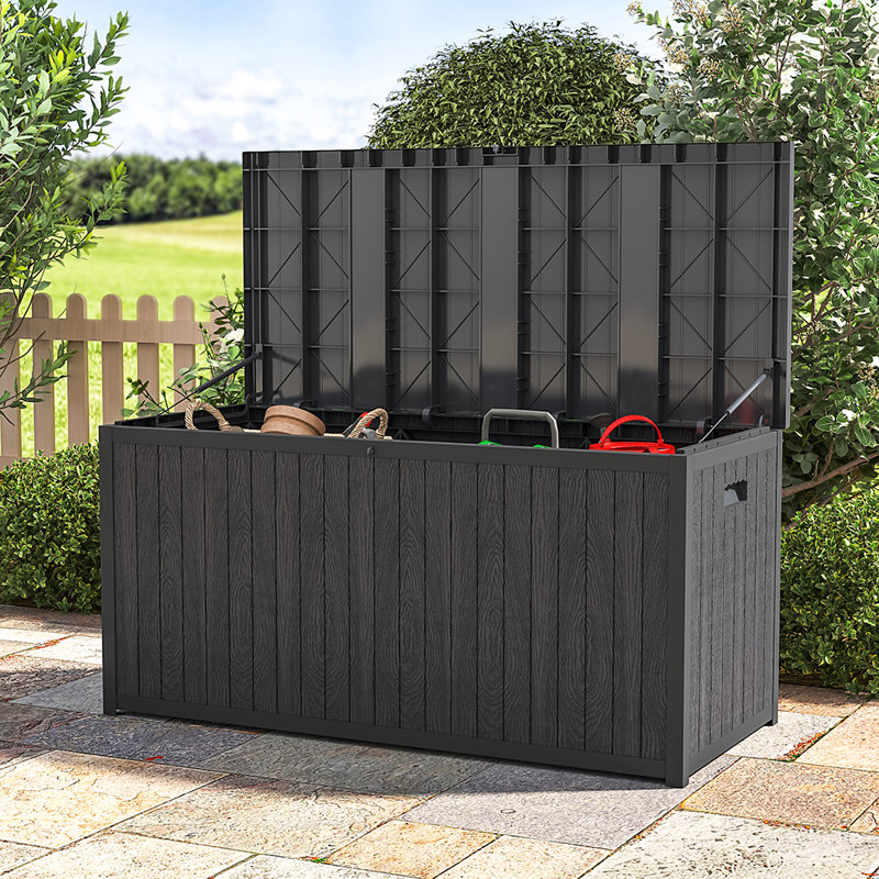 Sol 27 Outdoor Southwest 125cm W 430L Water Resistant Plastic Lockable Deck Box, Black