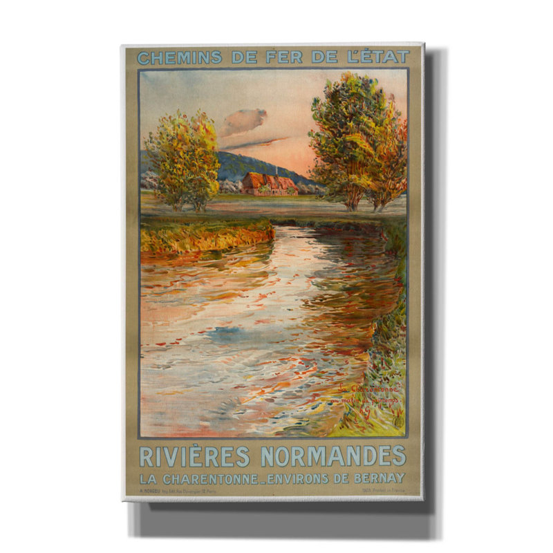 «Rivières Normandes» par Vintage Posters, art mural sur toile, H 60 po x l 40 po x P 1,5 po