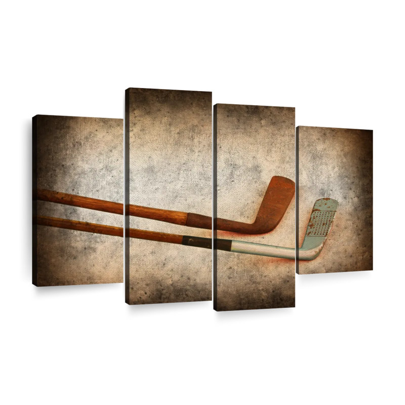 «Old Hockey Club on Canvas», reproduction de 4 pièces, H 52 po x l 32 po x P 1,25 po