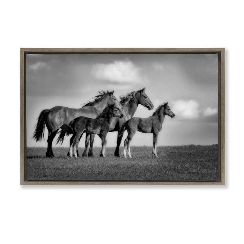 Cadre flottant Babies On Board Horse Family, design par Wendy Caro, Cadre flottant orme Montalcino, H 21 po x l 31 po