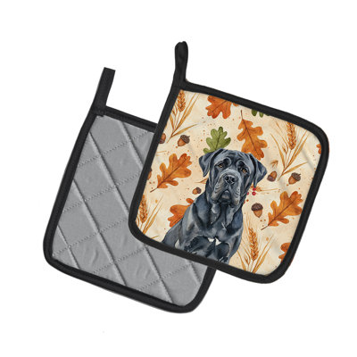 Black Neapolitan Mastiff Heirloom Fall Pair of Pot Holders