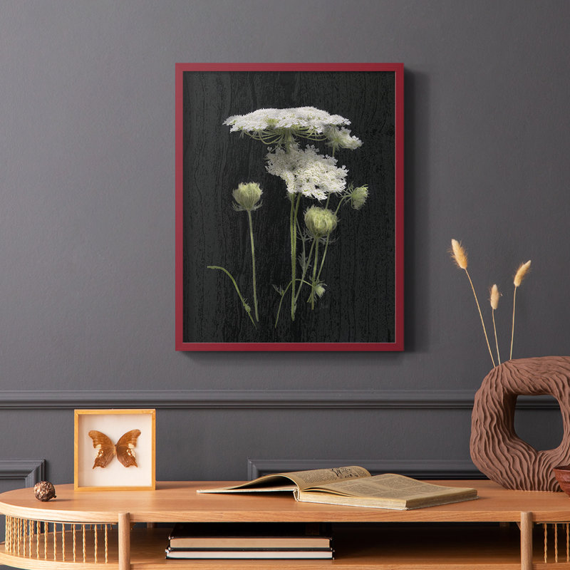 Reproduction encadrée de Queens Lace II - bois massif, Rouge, H 10 po x l 8 po