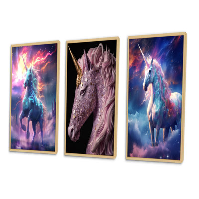«Cosmic Purple Unicorn Magic III», 3 pièces sur toile