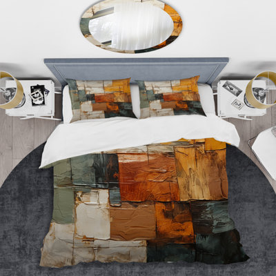 Hardedge Art Earthy Euphony I - Hard Edge Painting Duvet Cover Set - Microfiber Polyester