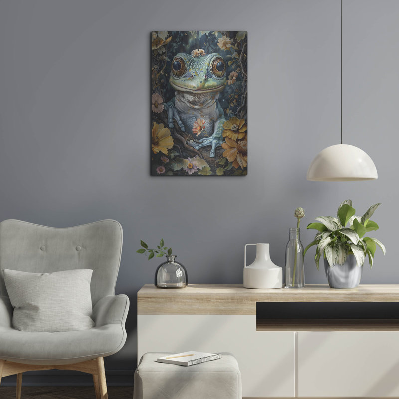 «Little Magical Frog» par Momart, art mural en métal, H 24 po x l 16 po
