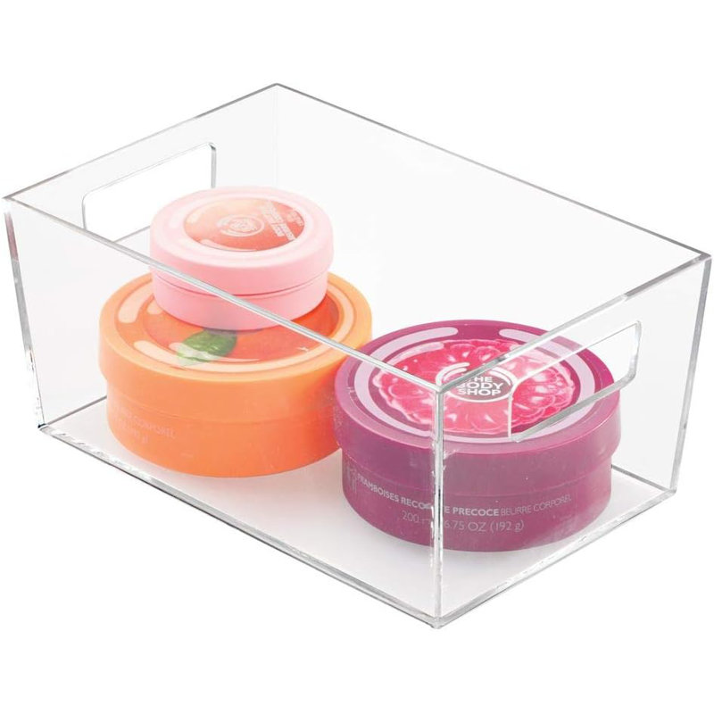 Petit bac de rangement avec poignées en plastique sans BPA iDesign Clarity - 9 po x 6 po x 4,08 po, transparent