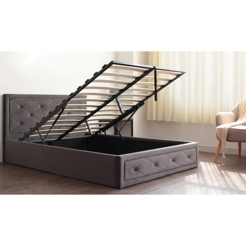 Kurtz Upholstered Ottoman Storage Bed with Mattress, Dove Grey, Double (4'6)