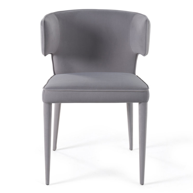 Chaise d'appoint à oreilles rembourrée en velours Oradell, gris