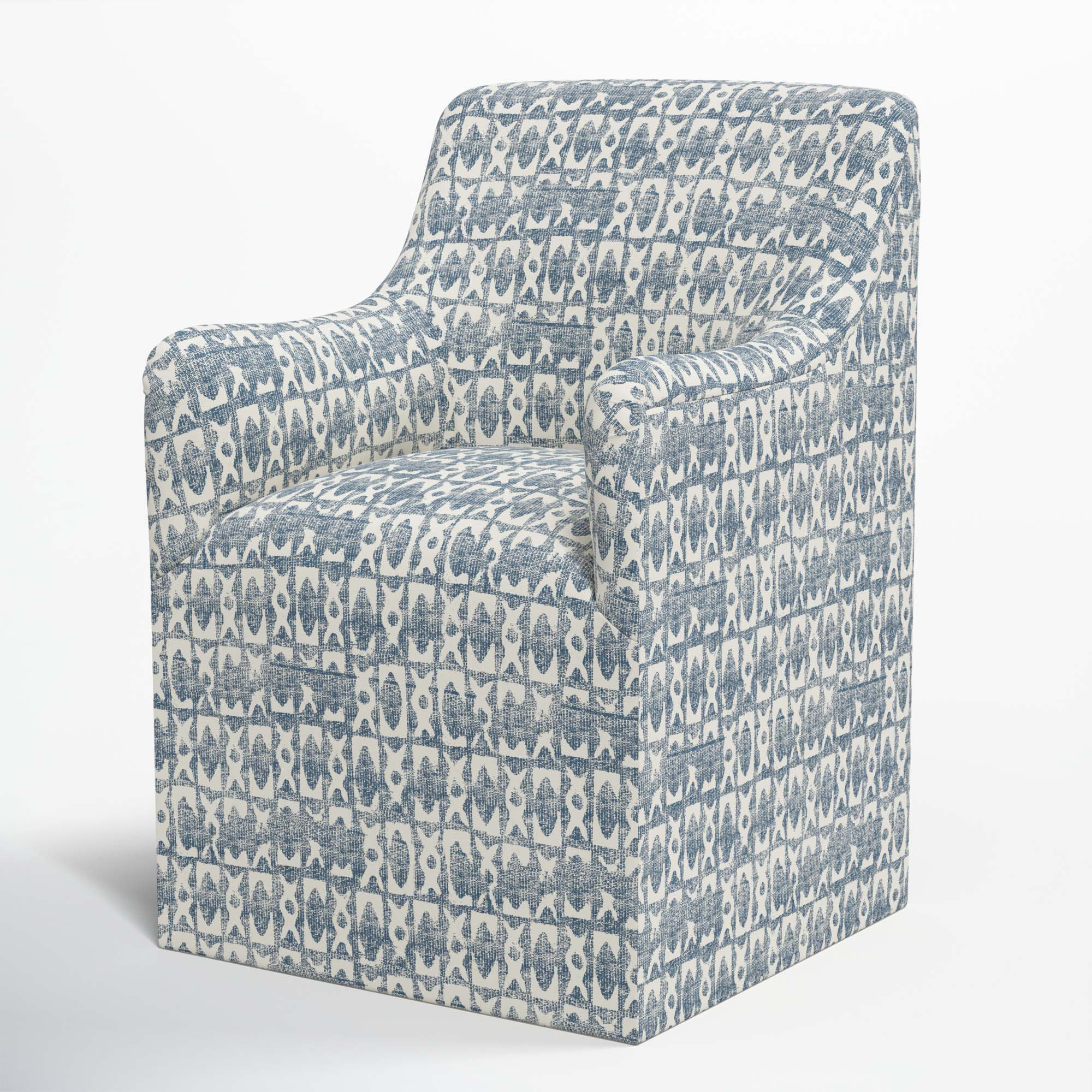 Howth Upholstered Arm Chair, Texture Block Blue