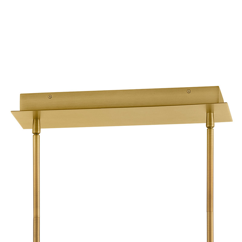 1 - Light Kitchen Island Rectangle Chandelier, Lacquered Brass