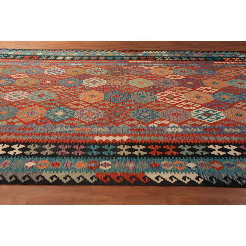 Tapis oriental kilim en laine à tissage plat 10 x 16
