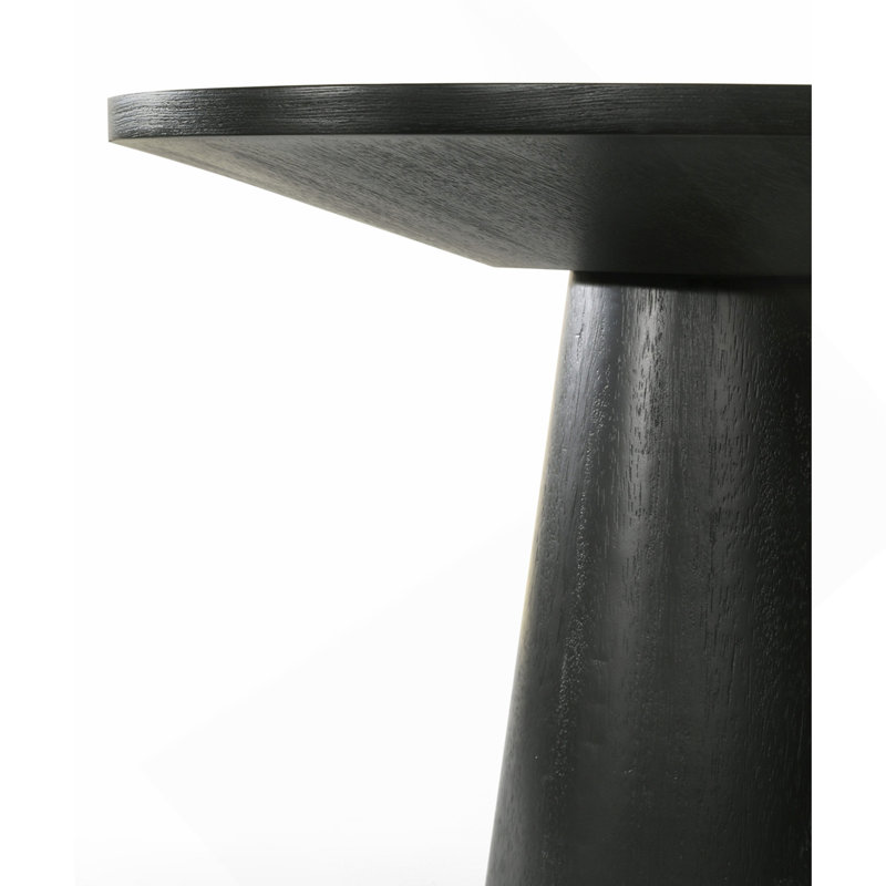 Black 22"W Round End Table with Pedestal Base