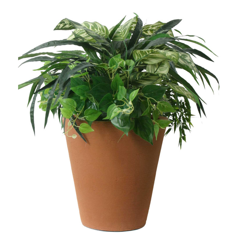 Strafford Self Watering Ribbed Pot Planter, Terra Cotta, 20" H x 20" W x 20" D