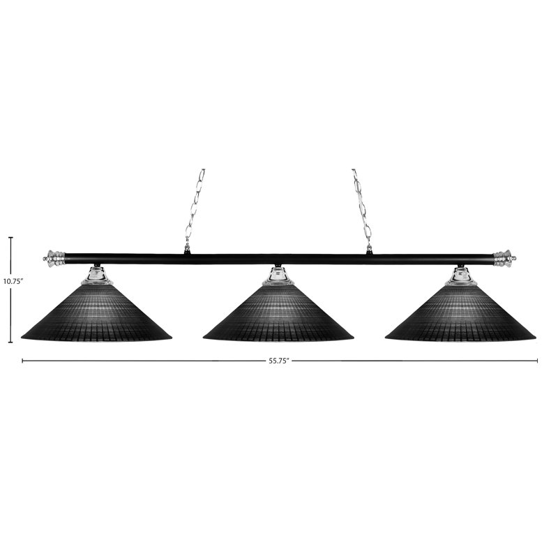Bar 3 lumières Oxford, Noir mat / Chrome, Noir