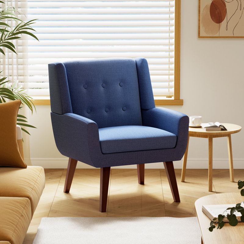 Avae Upholstered Wingback Chair, Dark Blue