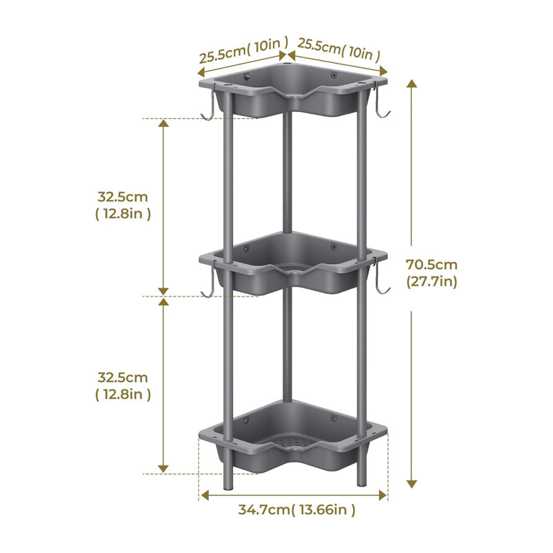 Metal Freestanding Bathroom Shelves, Grey