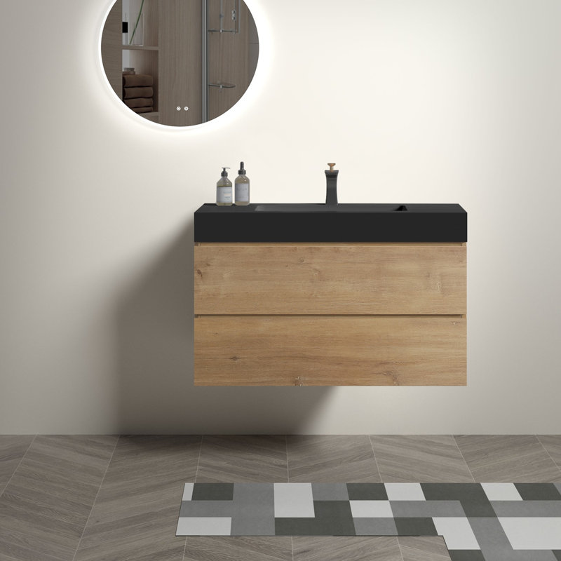 Wall Mounted With Solid Surface Top, 36 Inch