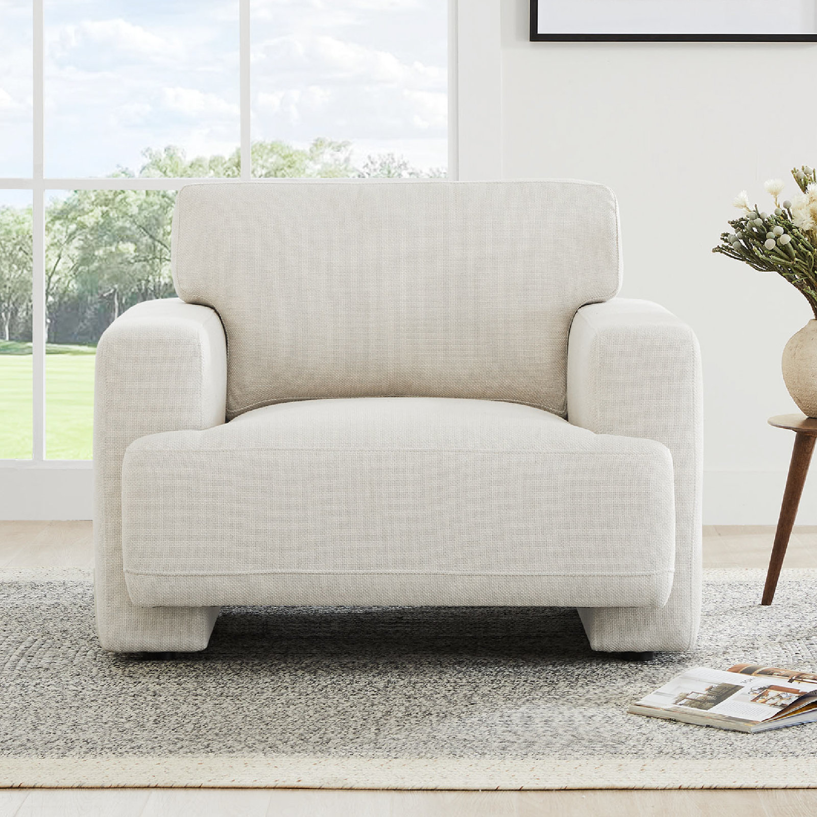 Ives 2-Piece Living Room Set, Cream Performance Polyester
