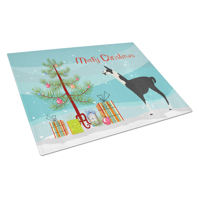 Planche à découper de noël en verre trempé llama q pi caroline