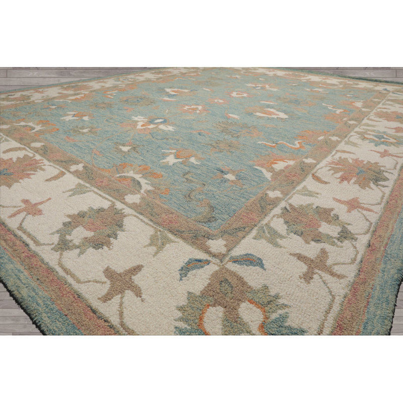 Tapis oriental multicolore crocheté à la main Agra, Rectangulaire 8 pi x 10 pi