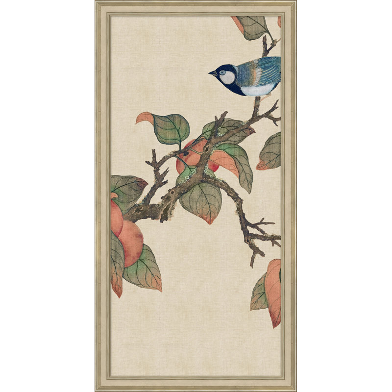 «Birds and Fruit Triptych 2» par Lillian August - Peinture encadrée sur papier