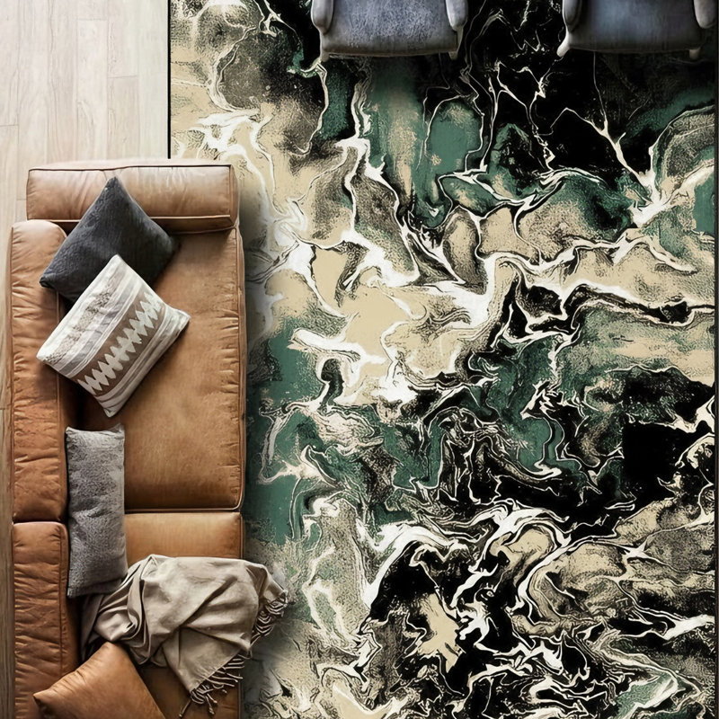 Galaxy Series Abrstract Black/Gray/Ivory/Beige Area Rug, Rectangle 7'9" x 10'2", Green