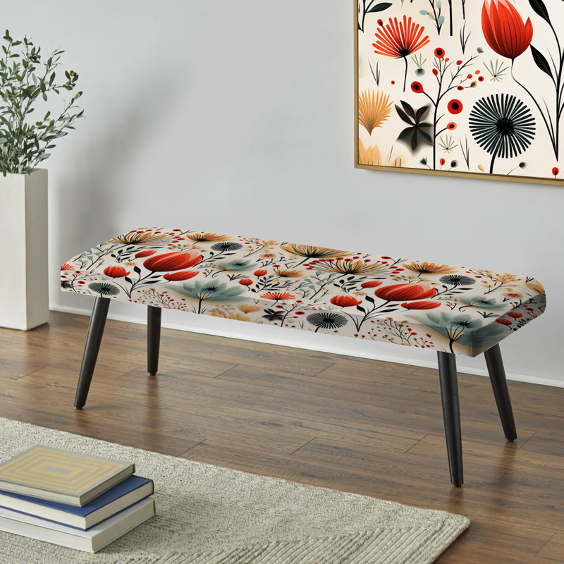 Simplicity Nordic Red Floral Dreams - Banc rembourré floral noir