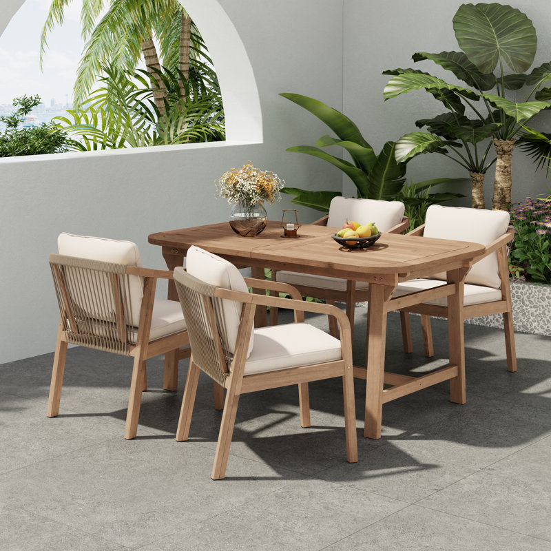 Ensemble repas 5 pièces avec table extensible et coussins Oltmann
