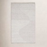 Rectangle Geometric Flatweave Wool/Cotton Area Rug in Ivory/Gray
