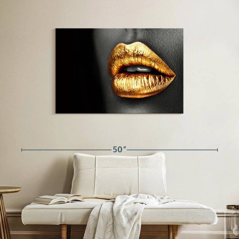 Shuttleworth Gold Metallic Lips, 26" H x 39" W