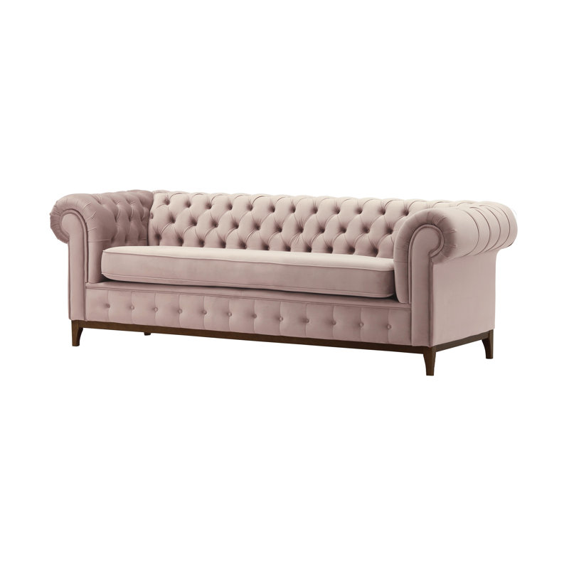 Fryar Velvet Sofa, 3, Flamingo, Walnut