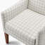 Audrey Upholstered Beige Check Fabric Wingback Accent Armchair - Classic Silhouette Design