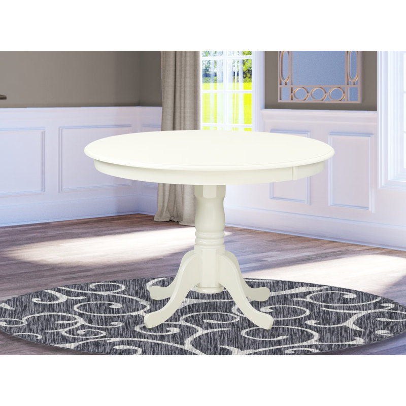 Hartland Modern Kitchen Table - a Round Table Top with Pedestal Base, Linen White, Linen White, Linen White