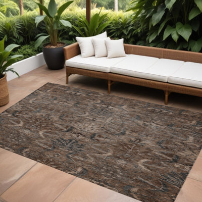Tapis intérieur brun lavable brun clair et gris anthracite 9 pi x 12 pi