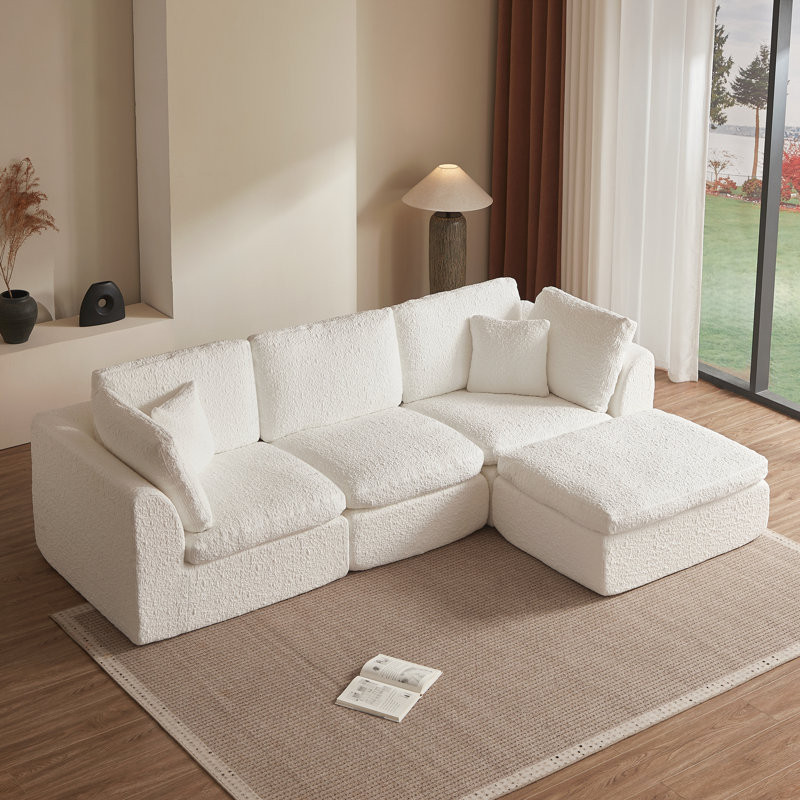 Canapé modulaire 110 po pour salon, Blanc
