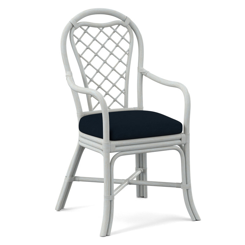 Trellis Dining Arm Chair, Bisque, White Performance Fabric; 0851-94