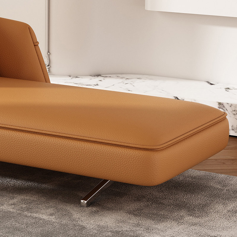 Méridiennes en cuir pour chambre à coucher, Orange, Orienté à gauche (vu de face)