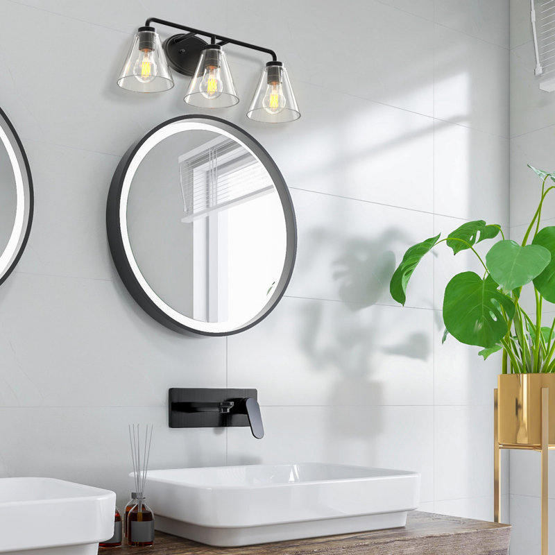 Éclairage pour salle de bain 3 lumières Regis, Noir mat