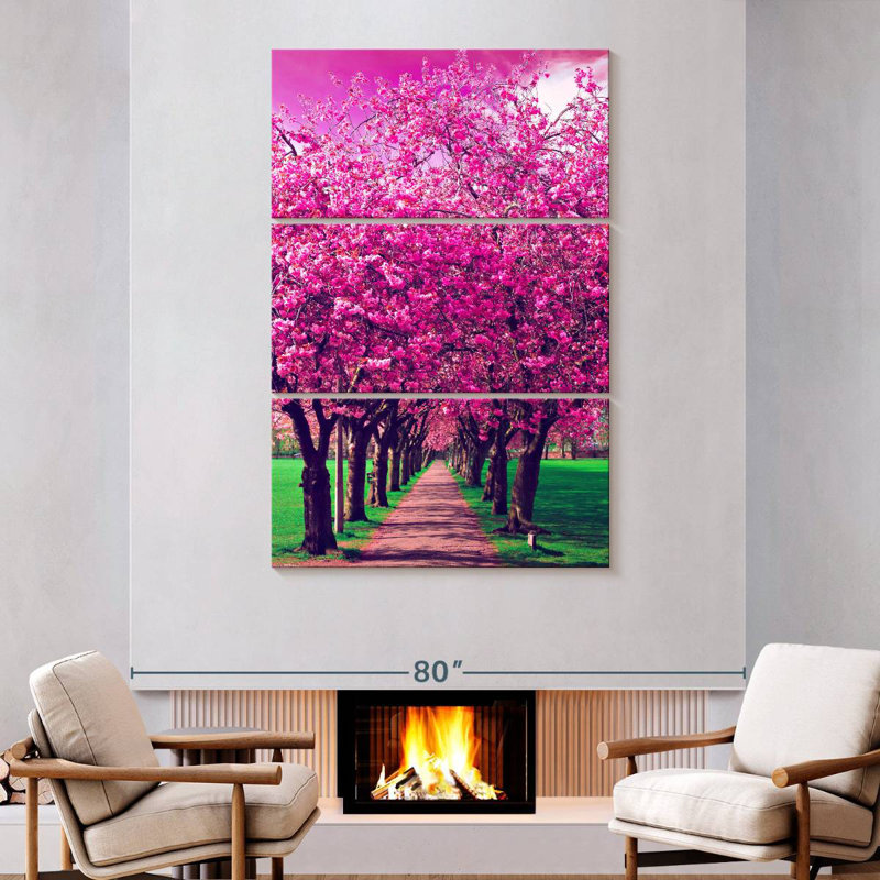 Harnek Pink Plum Trees, 74" H x 48" W