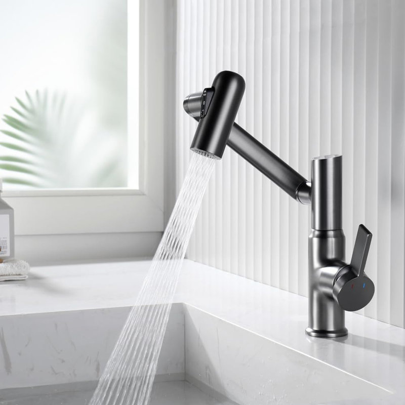 Smart Led Temperature Display Faucet - 3 Water Outlet Modes, 360° Free Rotation, Single Handle Control, Stainless Steel, Matte Black - Suitable For Bathroom/kitchen/vanity/rv