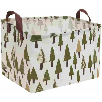 Rectangular Canvas Storage Bins,Waterproof Storage Basket,Collapsible Tree Organizer Bin with Handles