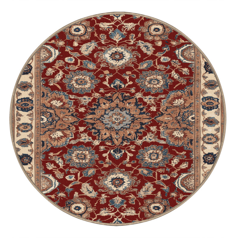 Tapis brun lavable à la machine, Rond 8 pi