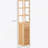 Tall Bathroom Cabinet With Drawer And Slatted Shelves, Slim Bamboo Linen Tower With Louvered Door, Natural