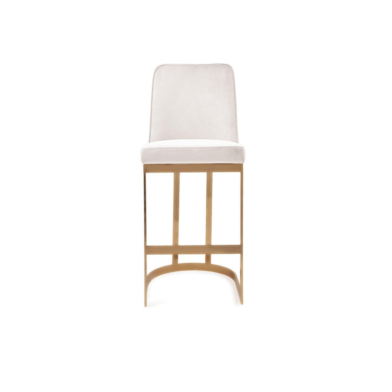 Tabouret de bar, Tabouret de comptoir (siège d'une hauteur de 27 p, Beige / cadre doré