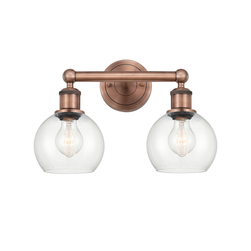 Cambria 2 - Light Dimmable Vanity Light, Clear, Antique Copper