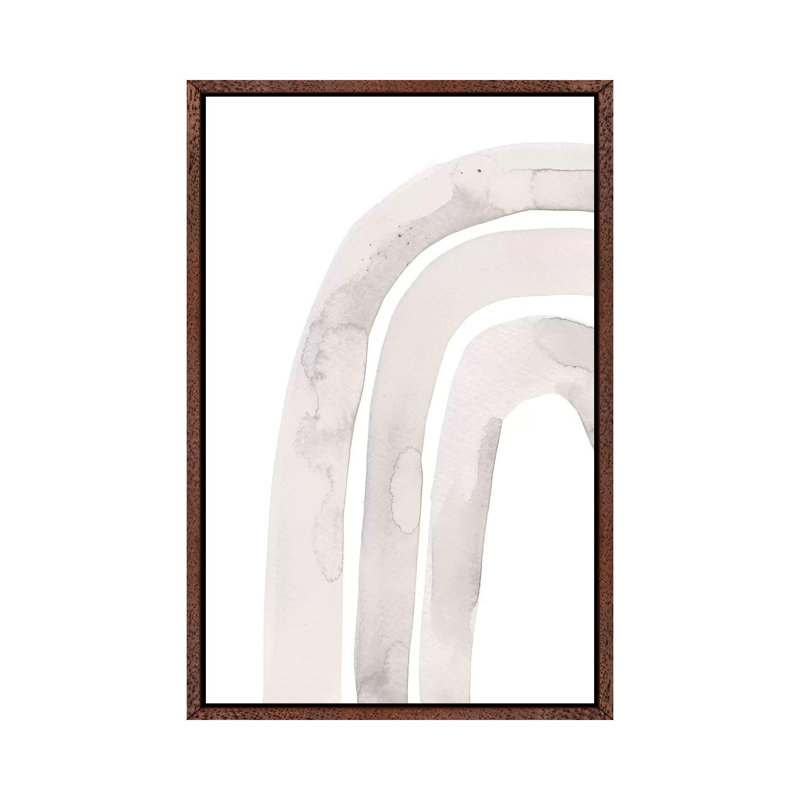 Grey Abstract Rainbow by Whales Way - Painting on Canvas, 66.04cm H x 45.72cm W x 3.81cm D, Classic Brown Wood Framed