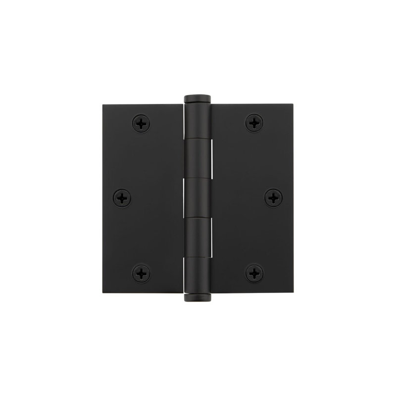 3.5'' x 3.5'' Brass Butt Bearing Hinge, Matte Black