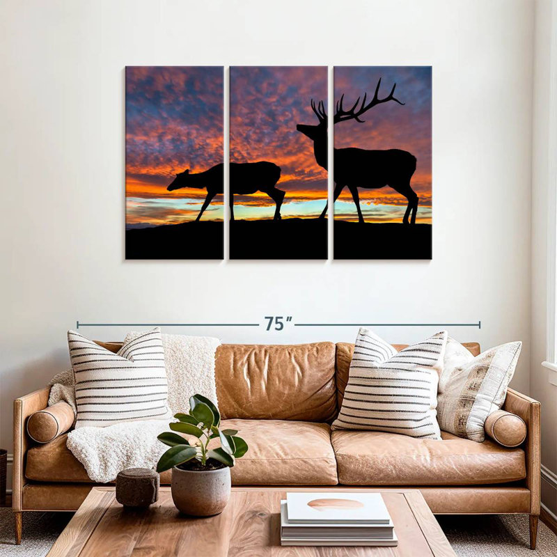 Brampt Elk Sunset Silhouette, 36" H x 57" W