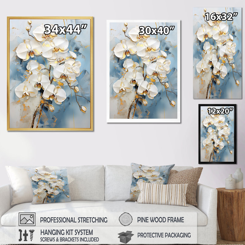 Élégance florale beige et or III, Cadre simple argenté, H 20 po x l 12 po x P 1 po